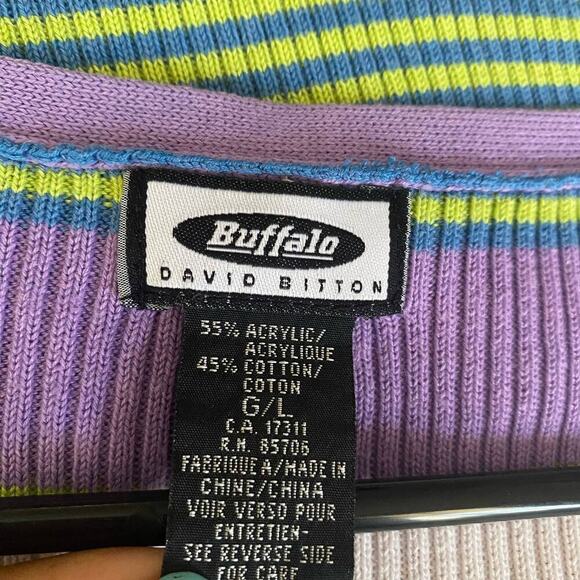 Buffalo David‎ Bitton sz L cotton 90s cut off striped top - Picture 8 of 8
